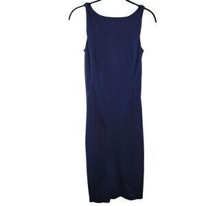 M.M. LAFLEUR Dress Womans 0 Blue Lydia Twist Shoulder Sleeveless Sheath Neutral